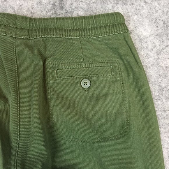 Time Tru Pants 0 2 XS Olive Green Solid Mid Rise Pull On Cuffed Crop Loose Army - Picture 11 of 14